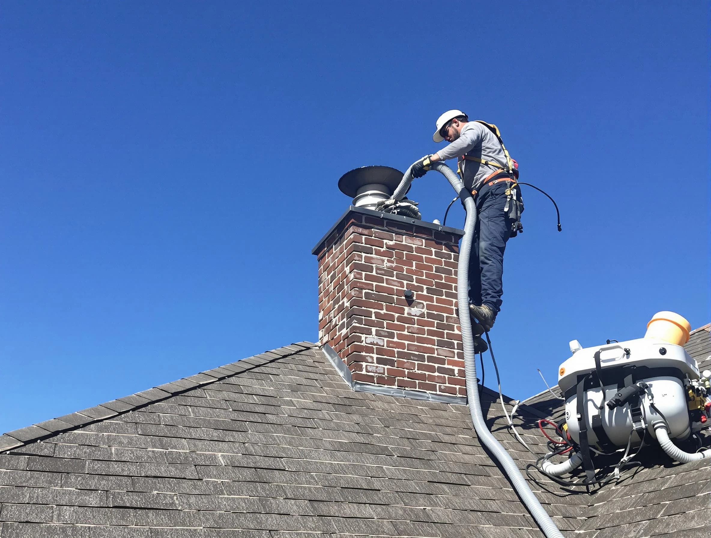 Dedicated Portland Chimney Sweep team member cleaning a chimney in Portland, TN