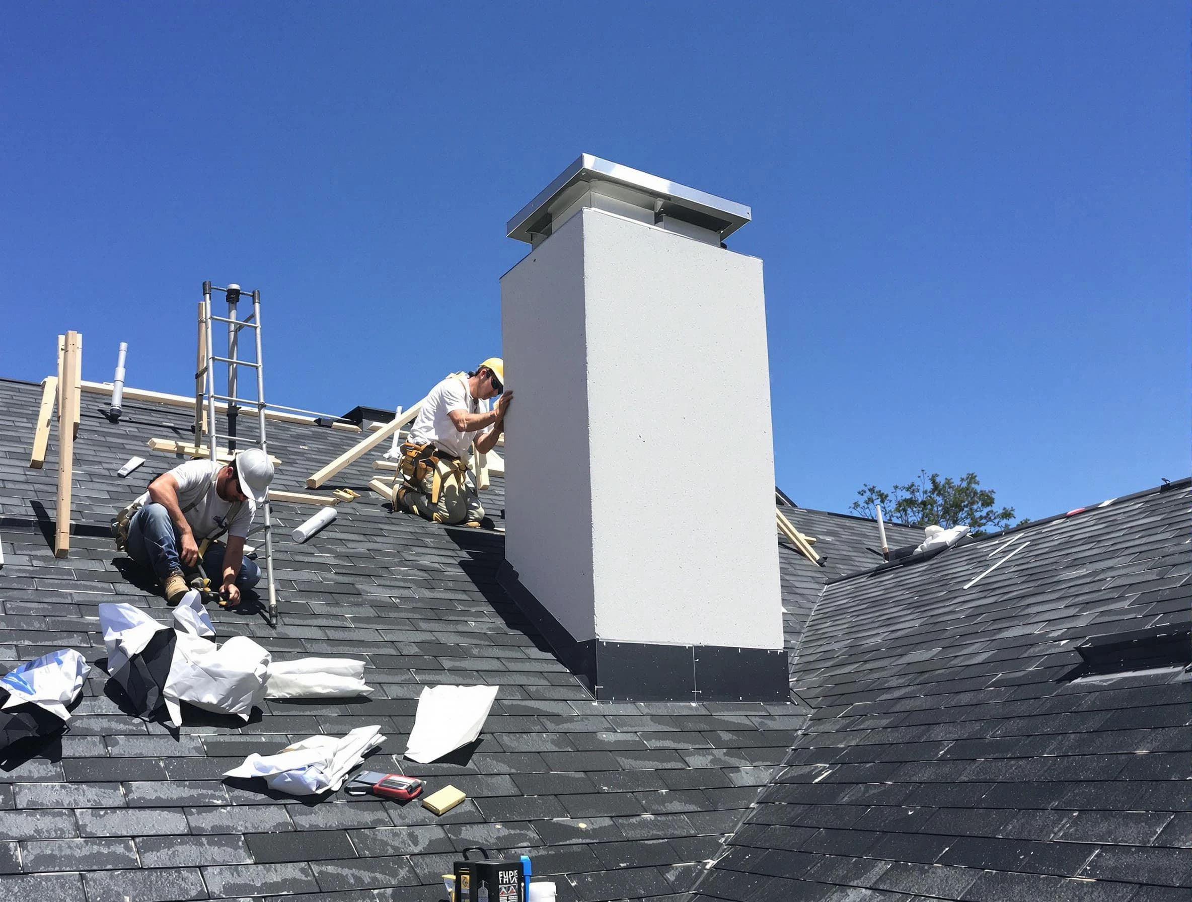 Portland Chimney Sweep crew installing a new chimney in Portland, TN