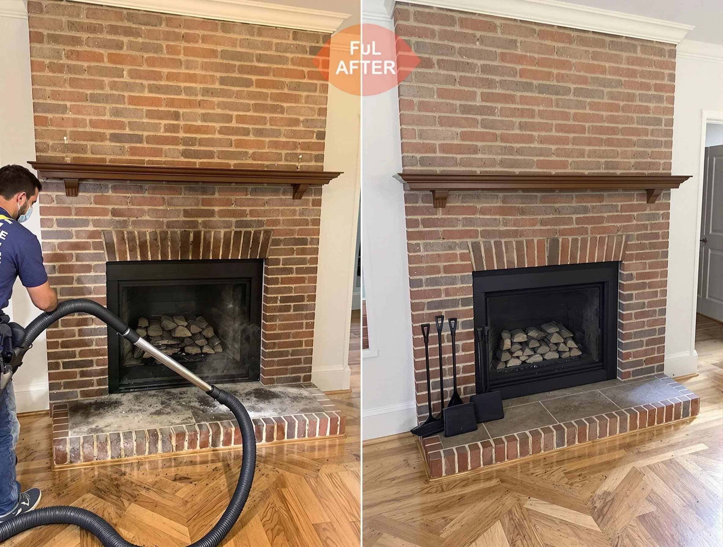 Portland Chimney Sweep carefully sanitizing a fireplace in Portland, TN