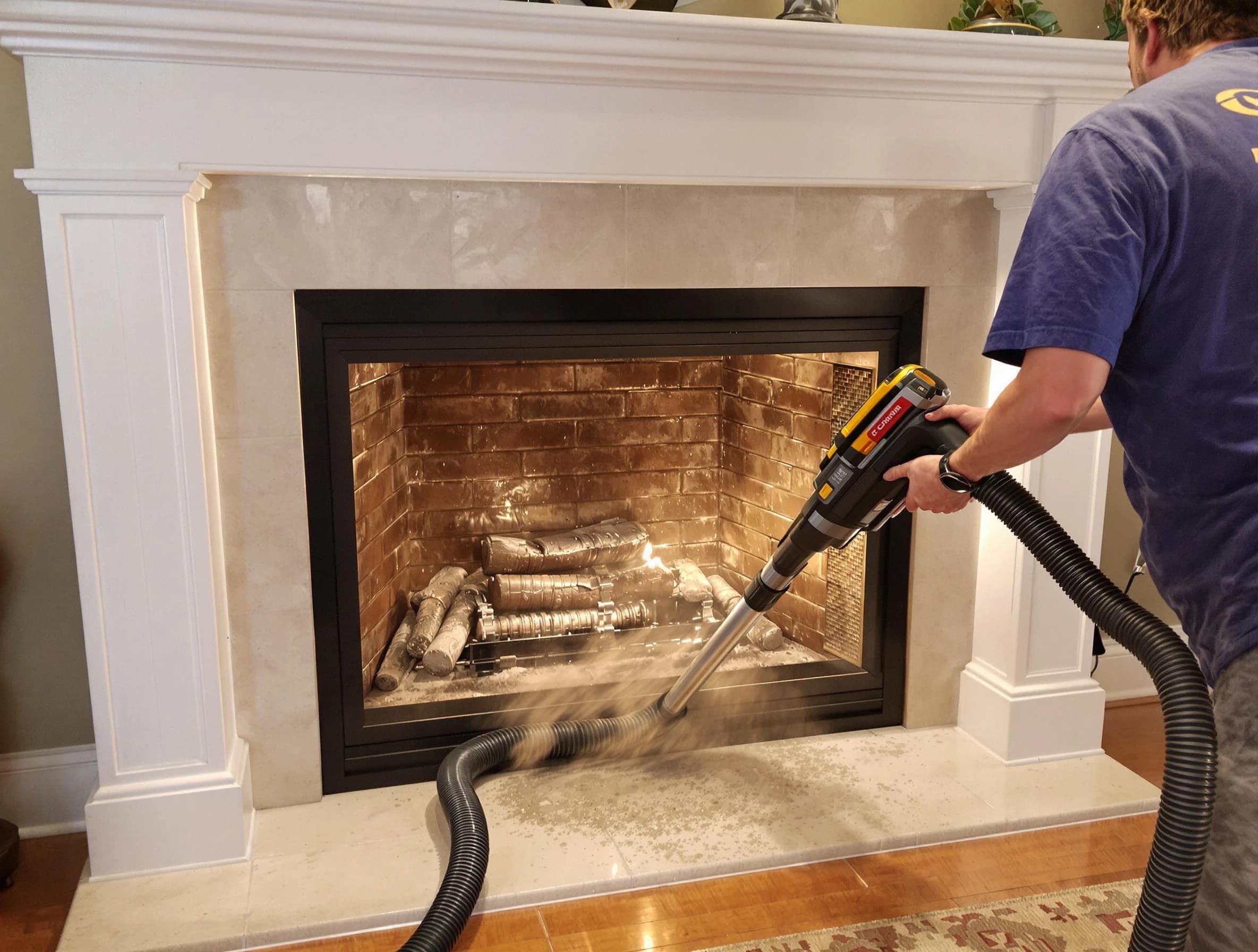 Fireplace cleaning performed by Portland Chimney Sweep in Portland, TN