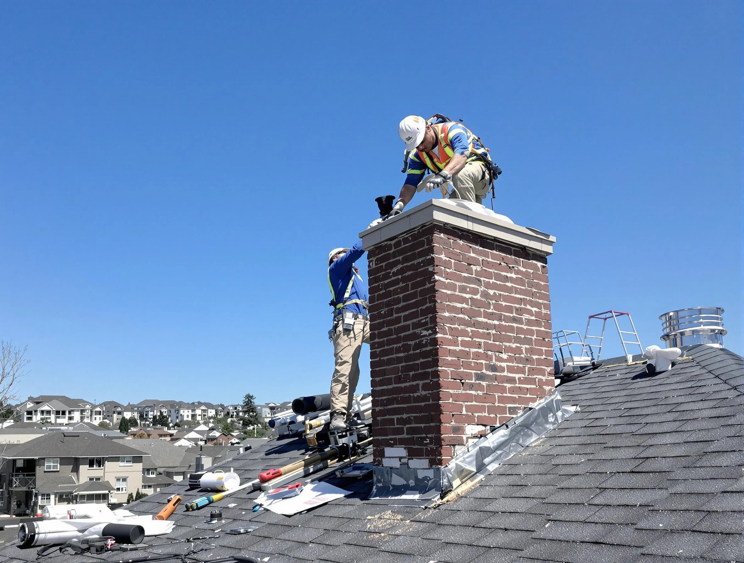 Portland Chimney Sweep repairing a chimney crown in Portland, TN