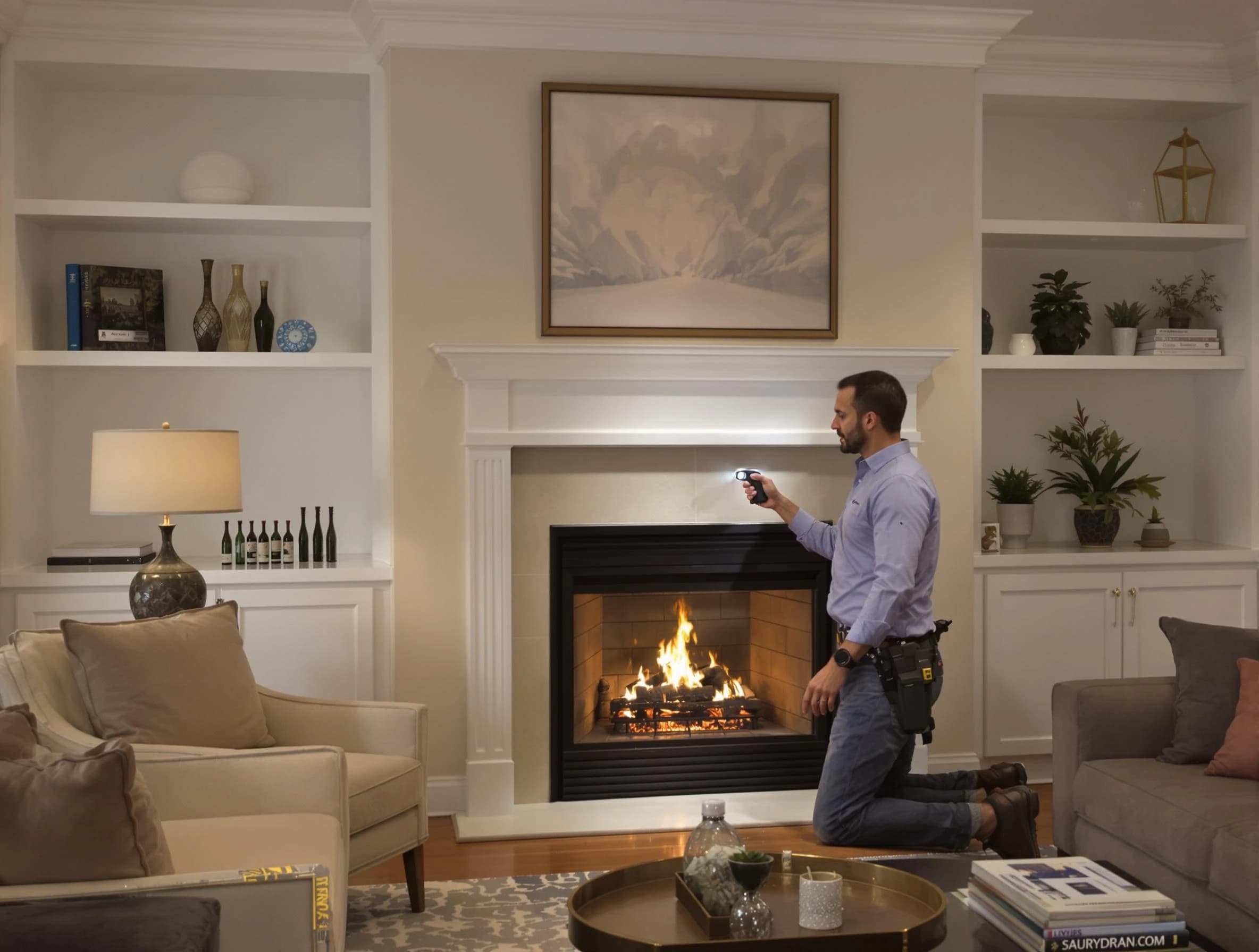 Portland Chimney Sweep conducting a fireplace safety inspection in Portland, TN