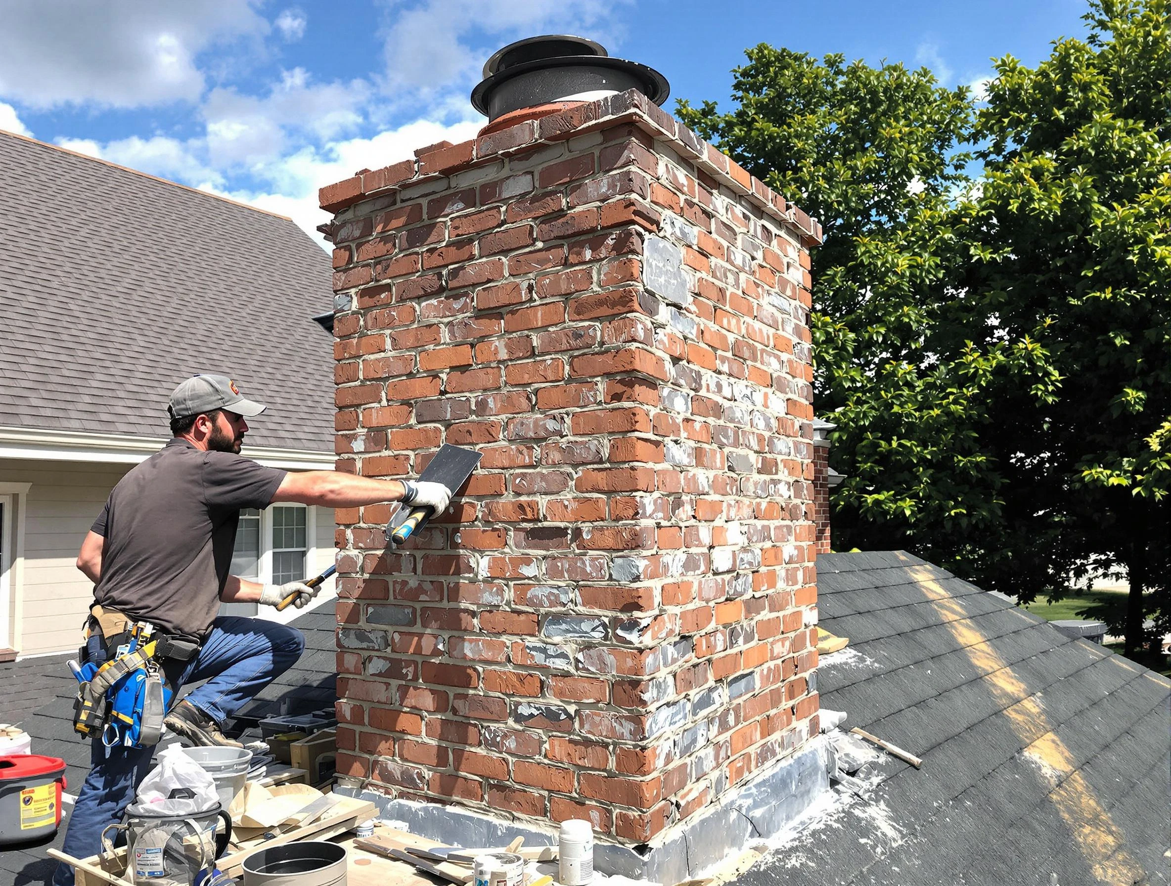 Completed chimney rebuild by Portland Chimney Sweep in Portland, TN