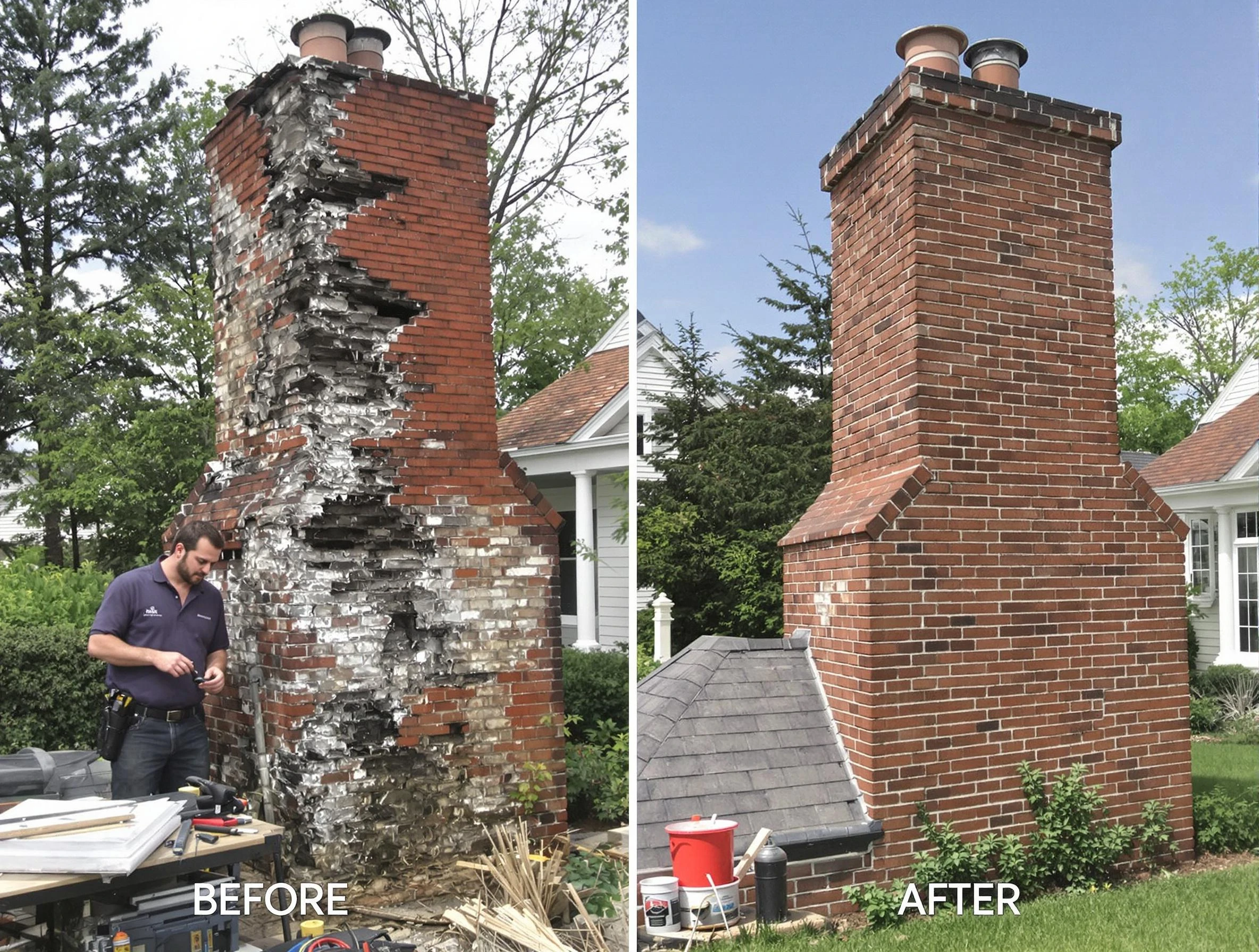 Portland Chimney Sweep performing a full chimney restoration in Portland, TN