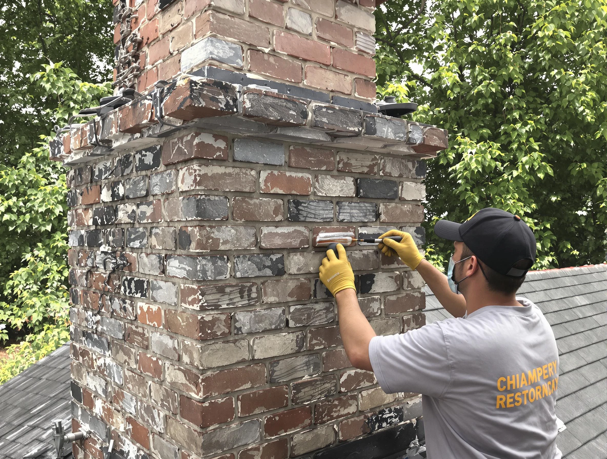 In-progress chimney restoration by Portland Chimney Sweep in Portland, TN