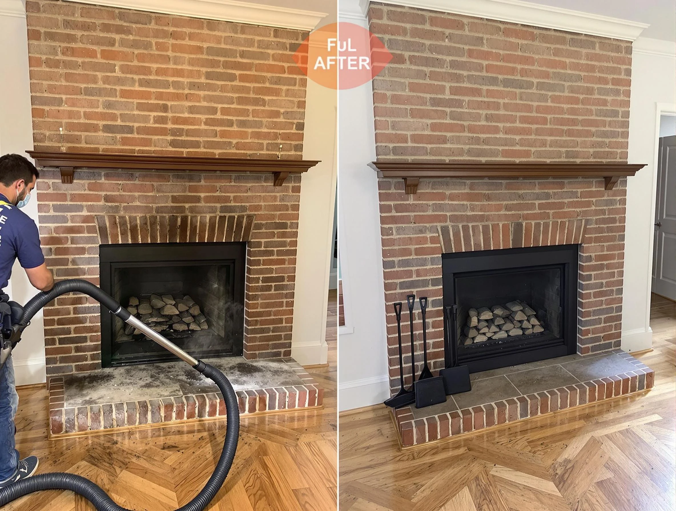 Portland Chimney Sweep carefully sanitizing a fireplace in Portland, TN
