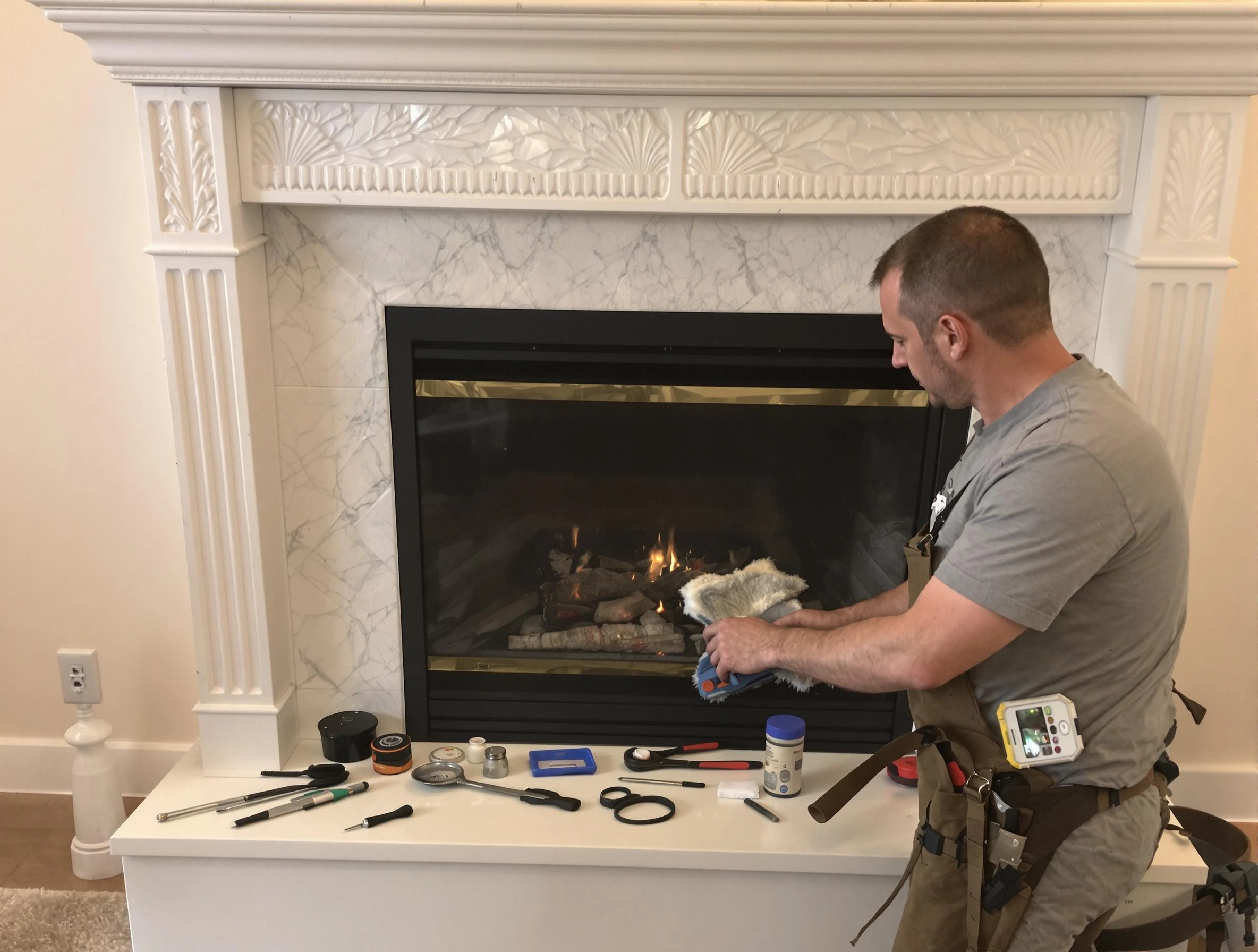 Portland Chimney Sweep performing fireplace maintenance in Portland, TN